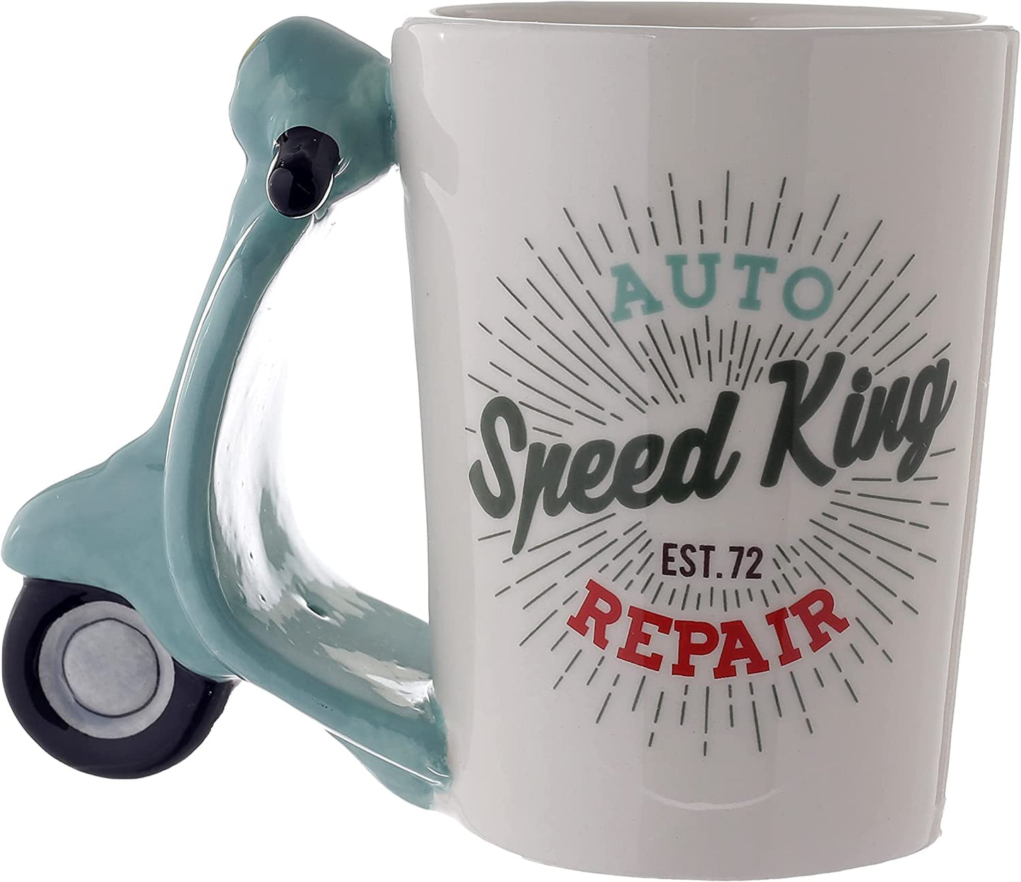Retro Scooter Mug with Handle, Ceramic, Green