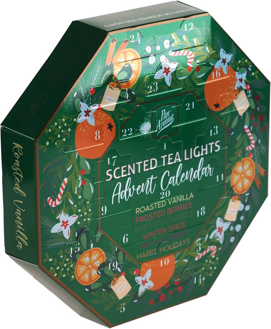 Pan Aroma Christmas 24 Festive Scented Tea Light Candle Advent Calendar