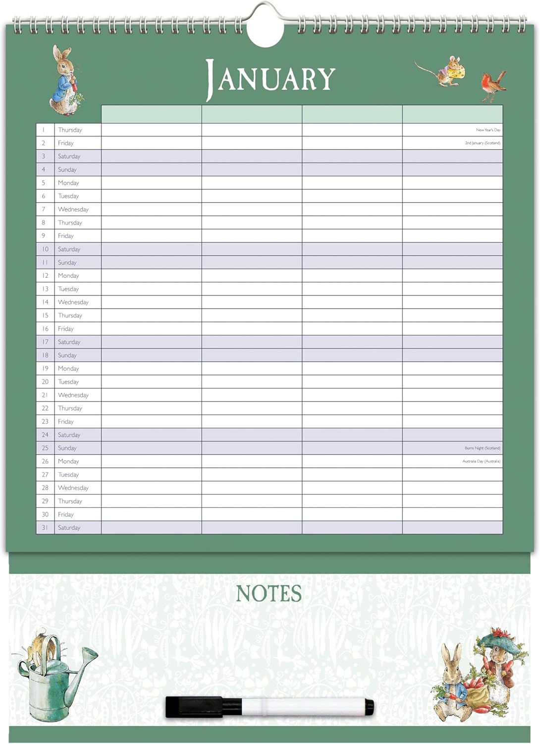 Peter Rabbit 2026 Family Organiser Wall Calendar with Beatrix Potter Design