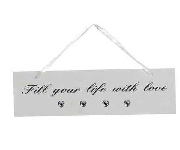 Hanging Plaques with Jewelled Hearts in White