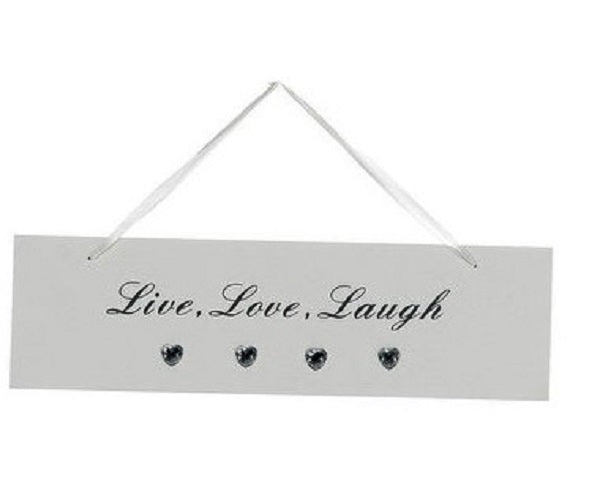 Hanging Plaques with Jewelled Hearts in White