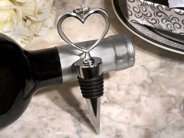 Unique Bling Heart Diamond Ring Silver Wine Stopper