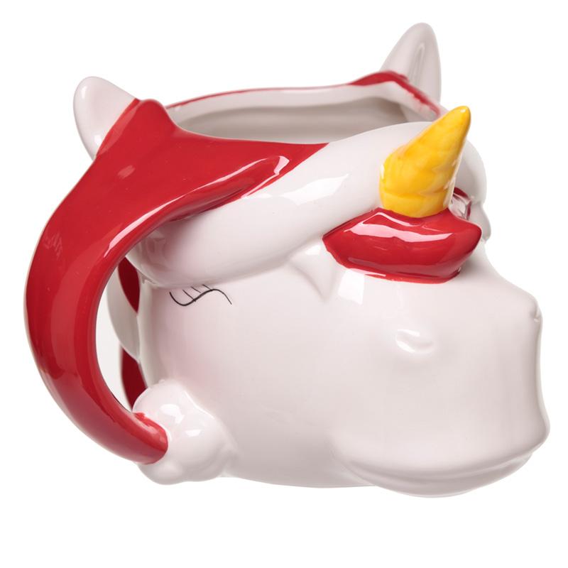 Christmas Unicorn Head Shaped Ceramic Mug