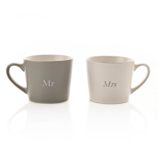 Amore Set of 2 Grey & White Mugs - Mr & Mrs