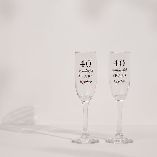 Amore Champagne Flutes Set of 2 - 40th Anniversary