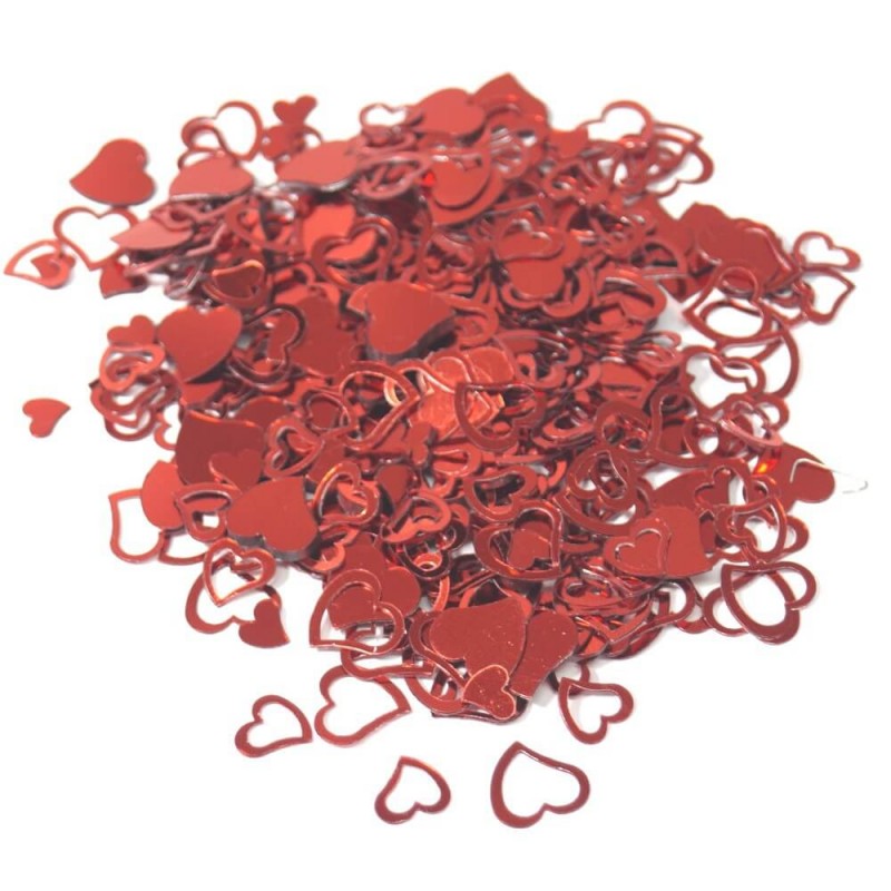 Cut Out Heart Shaped Foil Table Scatter Confetti, Red or Gold