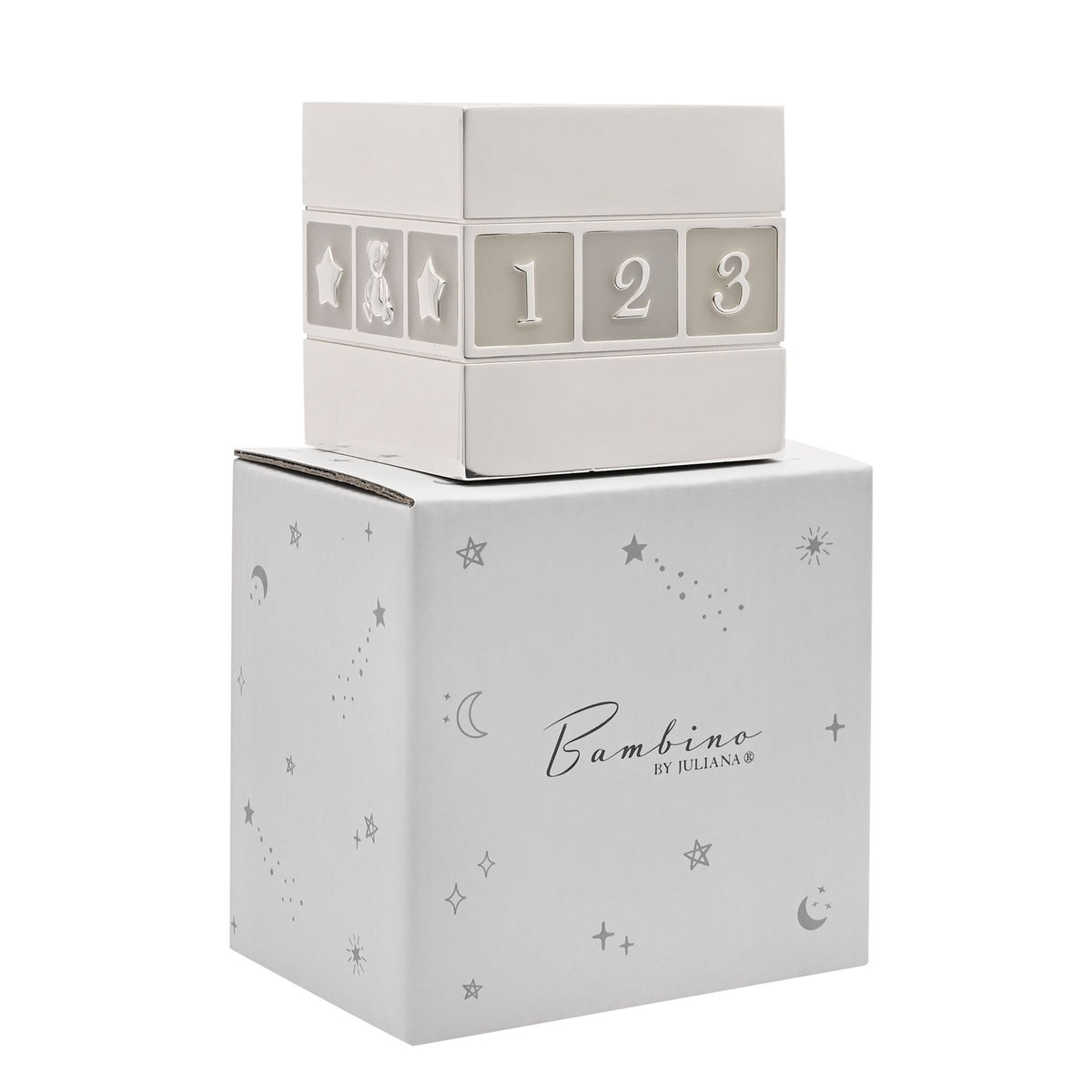 Bambino Silverplated ABC/123 Cube Money Box