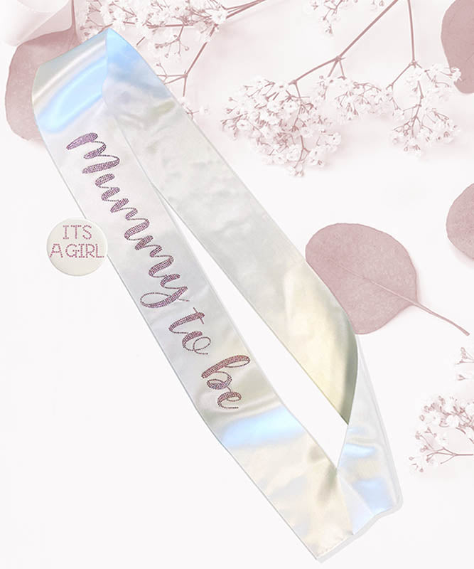Diamante 'Mummy to Be' Sash & Badge Set ~ Pink or Blue