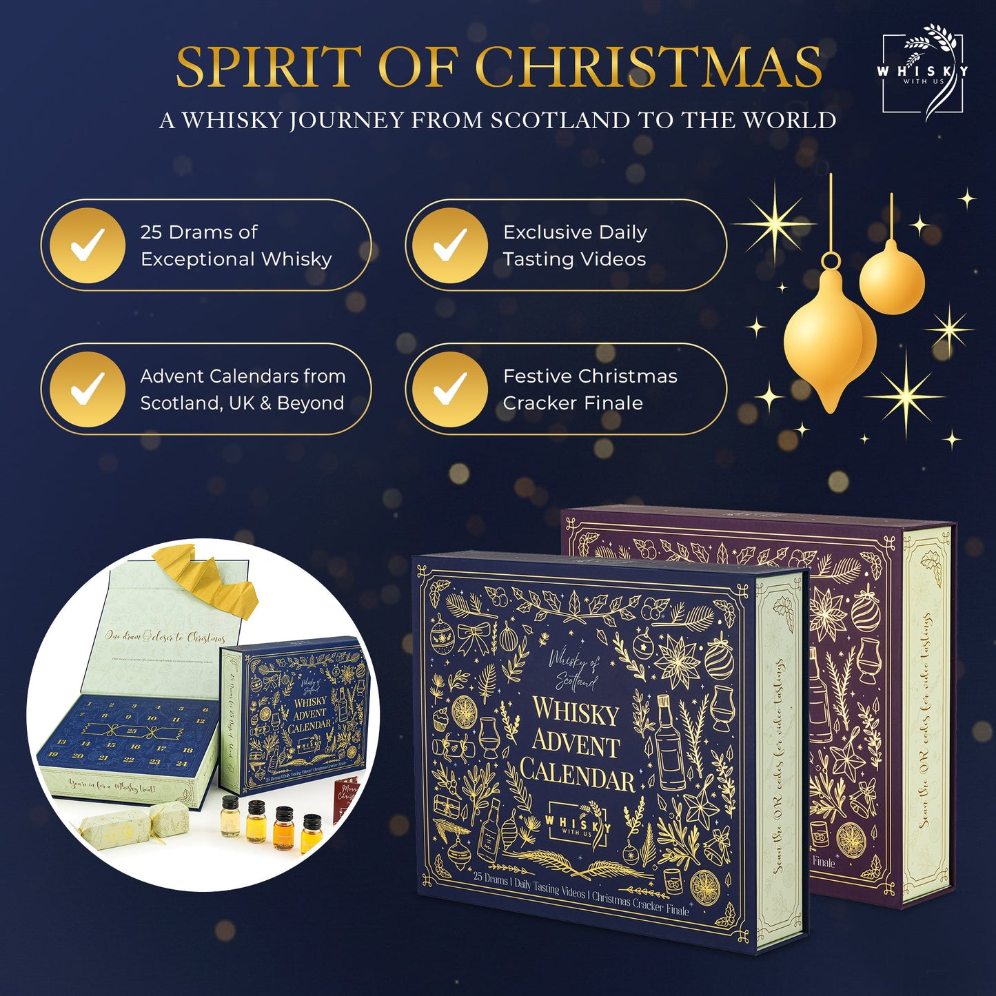 25 Day Scotch Whisky Advent Calendar. Includes Christmas Cracker for Day 25 & Tasting Videos