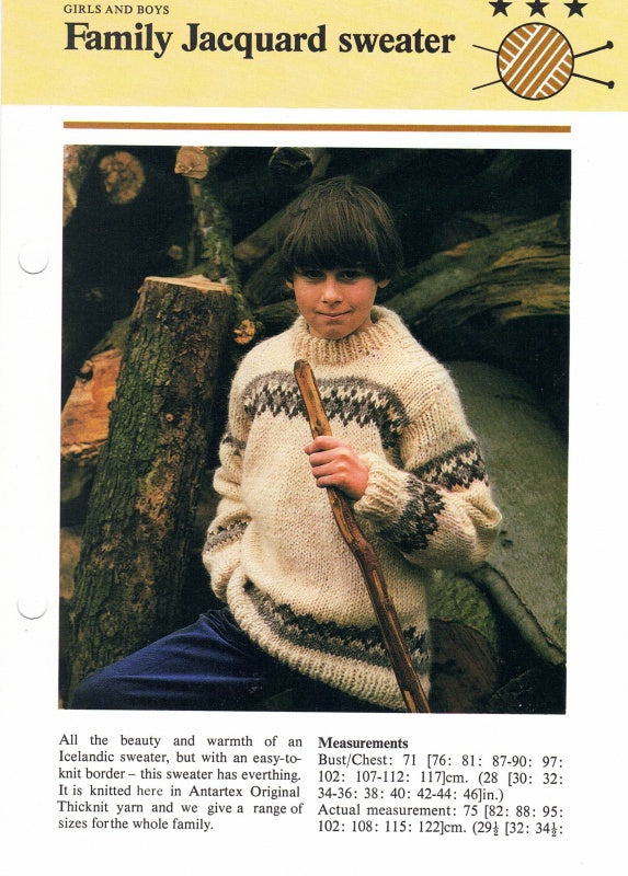 Vintage Hamlyn Knitting Pattern: Family Jacquard Sweater