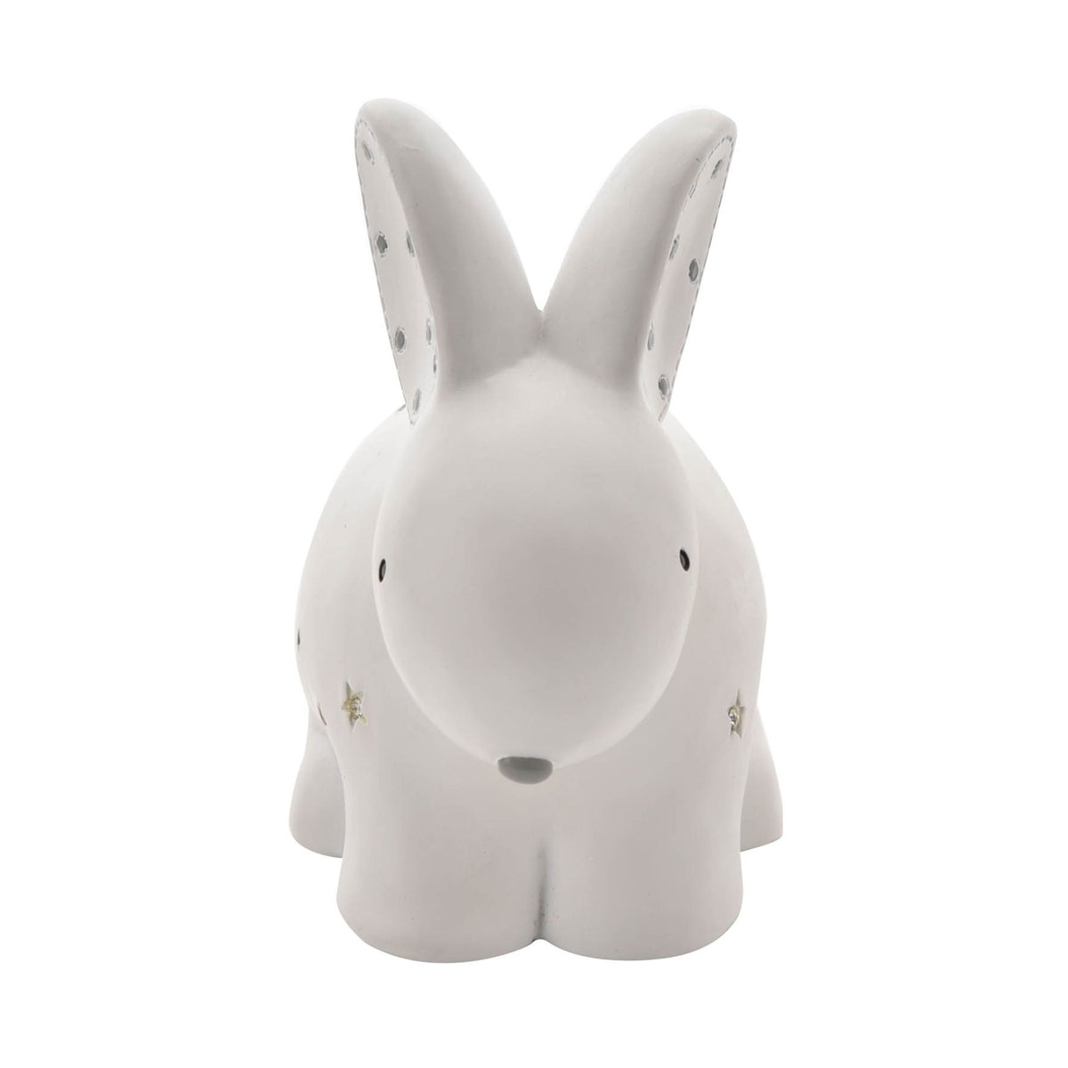 White resin rabbit money box with two upright ears and front face
