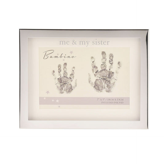 Bambino Silver col. Hand Print Frame Me & My Sister 7" x 5"