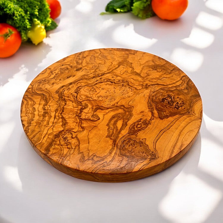 Round Circular End Grain Handcrafted Scratch Resistant Olive Wood Wooden Charcuterie Cutting/Chopping/Cheese Board ~ Various Sizes