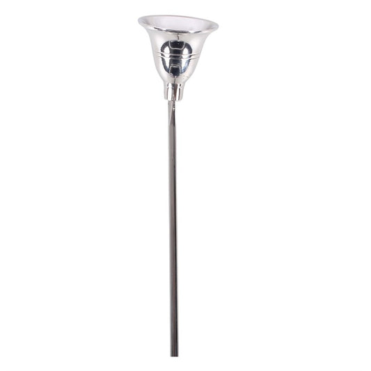 Brass candle snuffer with funnel head and smooth straight handle