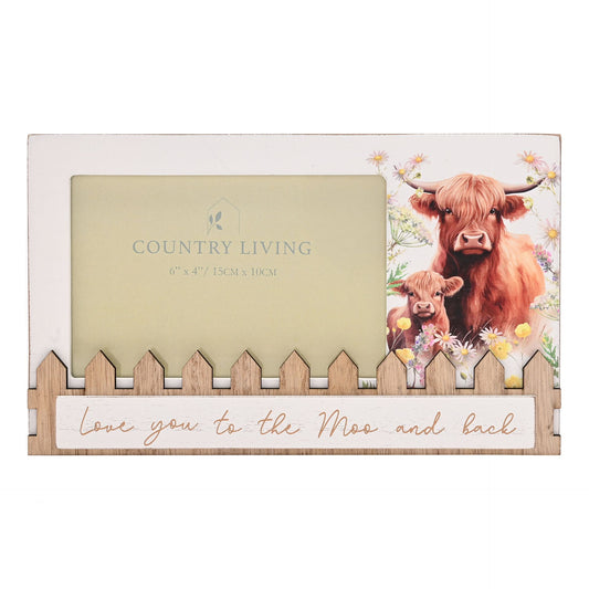 Country Living Highland Cow Photo Frame "Love You to the Moo and Back"