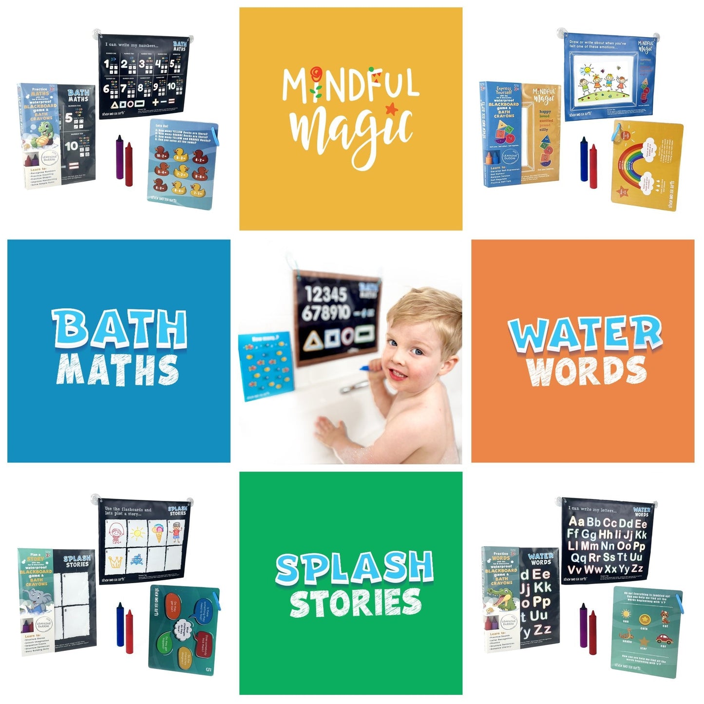 Water Words: Educational Bath Toys & Letter Games - Phonics Flash Cards and Alphabet Toys with Bath Crayons