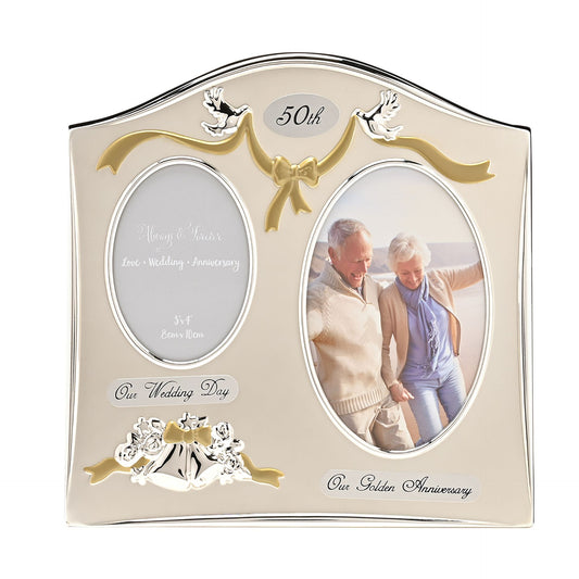 Photo Frame 2Tone S/Plated Double Anniversary - 50th