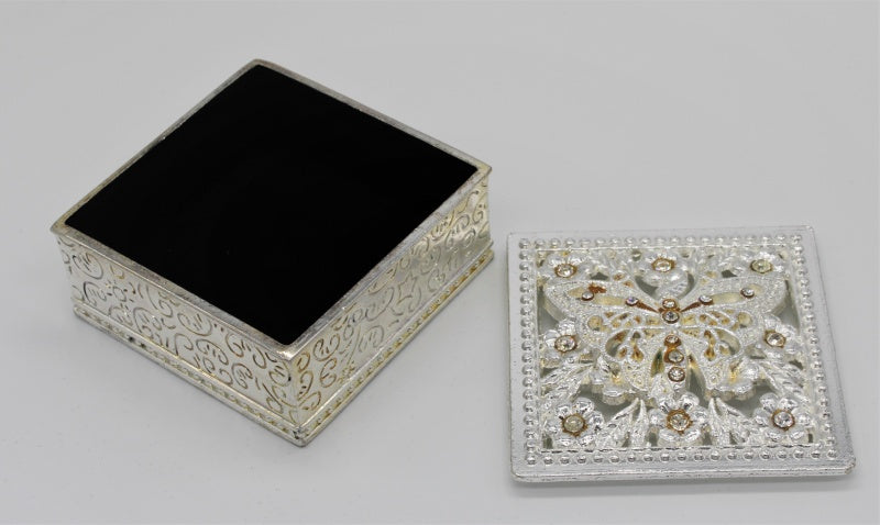Leonardo Collection Silverplated Butterfly Design Trinket Keepsake Box