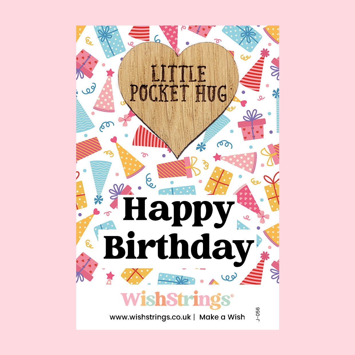 WishStrings Pocket Hug – Happy Birthday Gift Token | Birthday Keepsake | Thoughtful Letterbox Hug | Wooden Heart Card for Friends & Family
