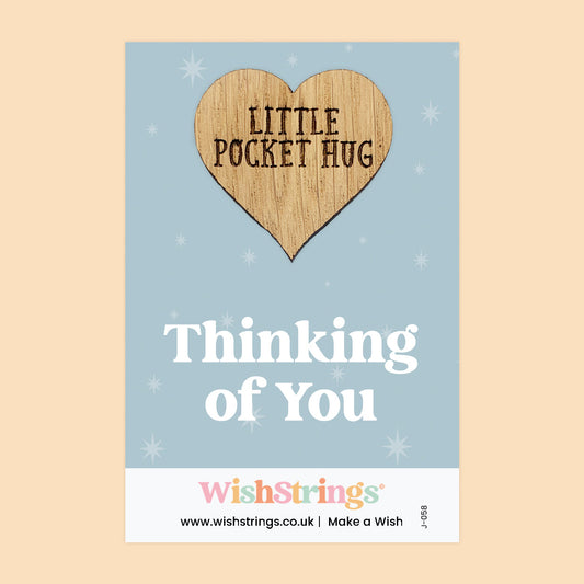 WishStrings Pocket Hug – Thinking of You Wooden Token Gift | Sympathy & Support Keepsake | Comfort Gift for Friends & Loved Ones | Letterbox Gift