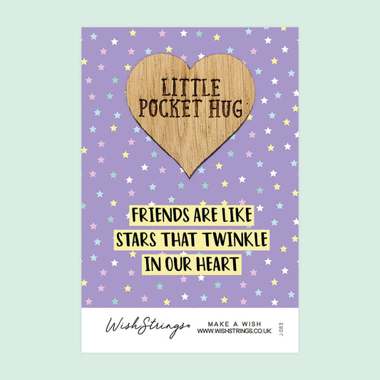 Pocket Hug - Good Friends Are Like Stars That Twinkle | Thoughtful Long Distance Gift | Keepsake Token for Sending Hugs to a Special Friend