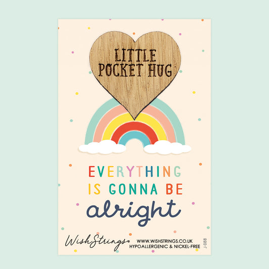 Pocket Hug - Everything is Gonna Be Alright | Comfort & Encouragement Gift | Keepsake Token for Sending Hugs & Support During Tough Times