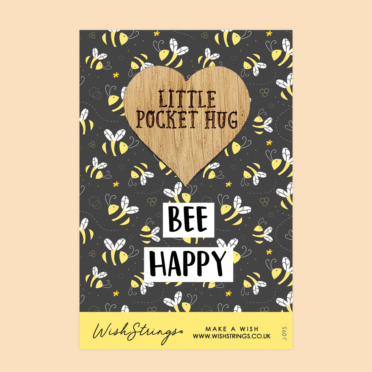 Pocket Hug - Bee Happy | Cute Bee Theme Gift for Positivity & Joy | Keepsake Token for Sending a Hug, Support & Happiness