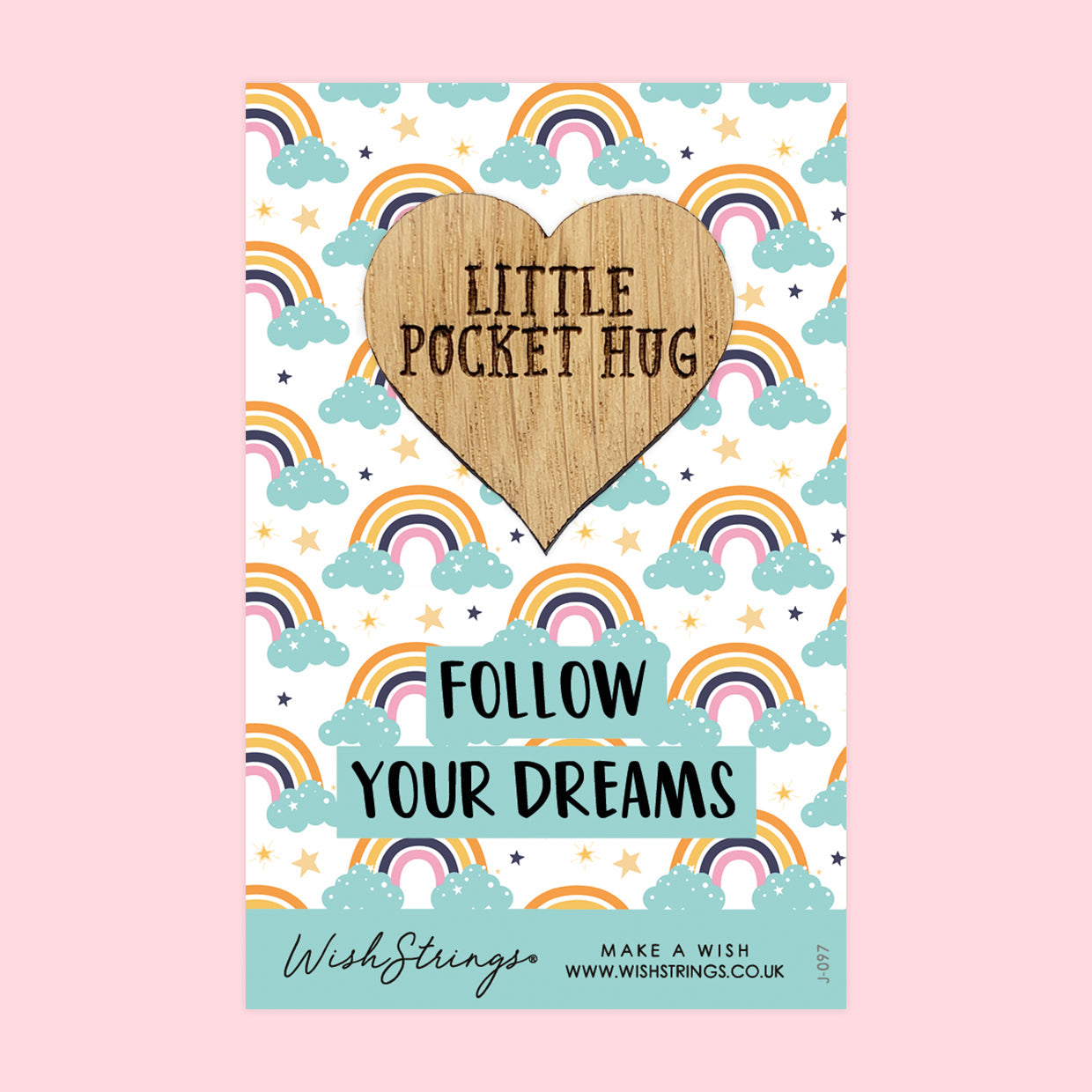 Pocket Hug - Follow Your Dreams, Rainbow Design | Inspirational Gift for Luck & Success | Keepsake Token for Sending Hugs & Encouragement
