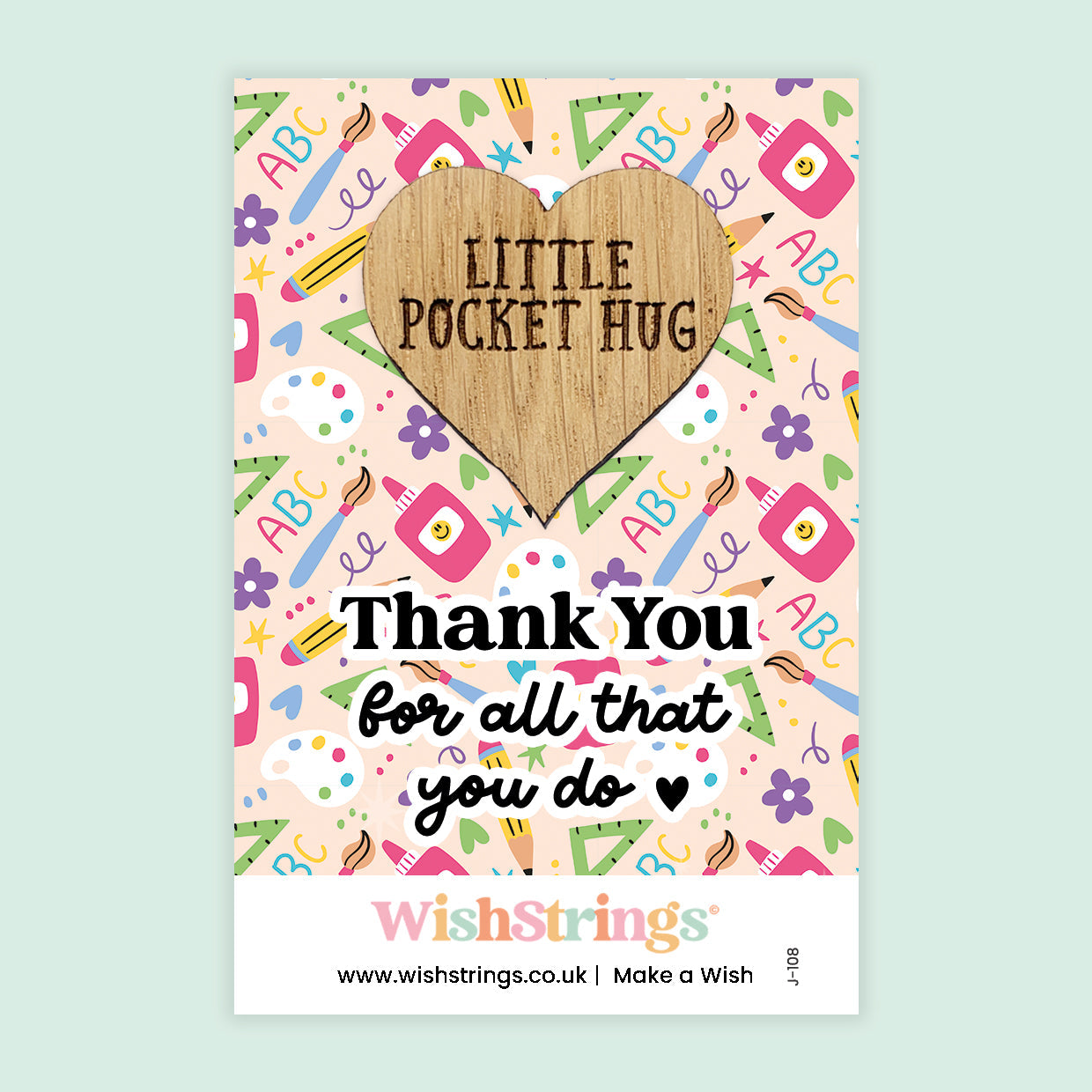 WishStrings Pocket Hug – Thank You for All That You Do | Teacher Gift | End of Term Appreciation | Classroom Themed Keepsake