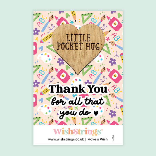 WishStrings Pocket Hug – Thank You for All That You Do | Teacher Gift | End of Term Appreciation | Classroom Themed Keepsake