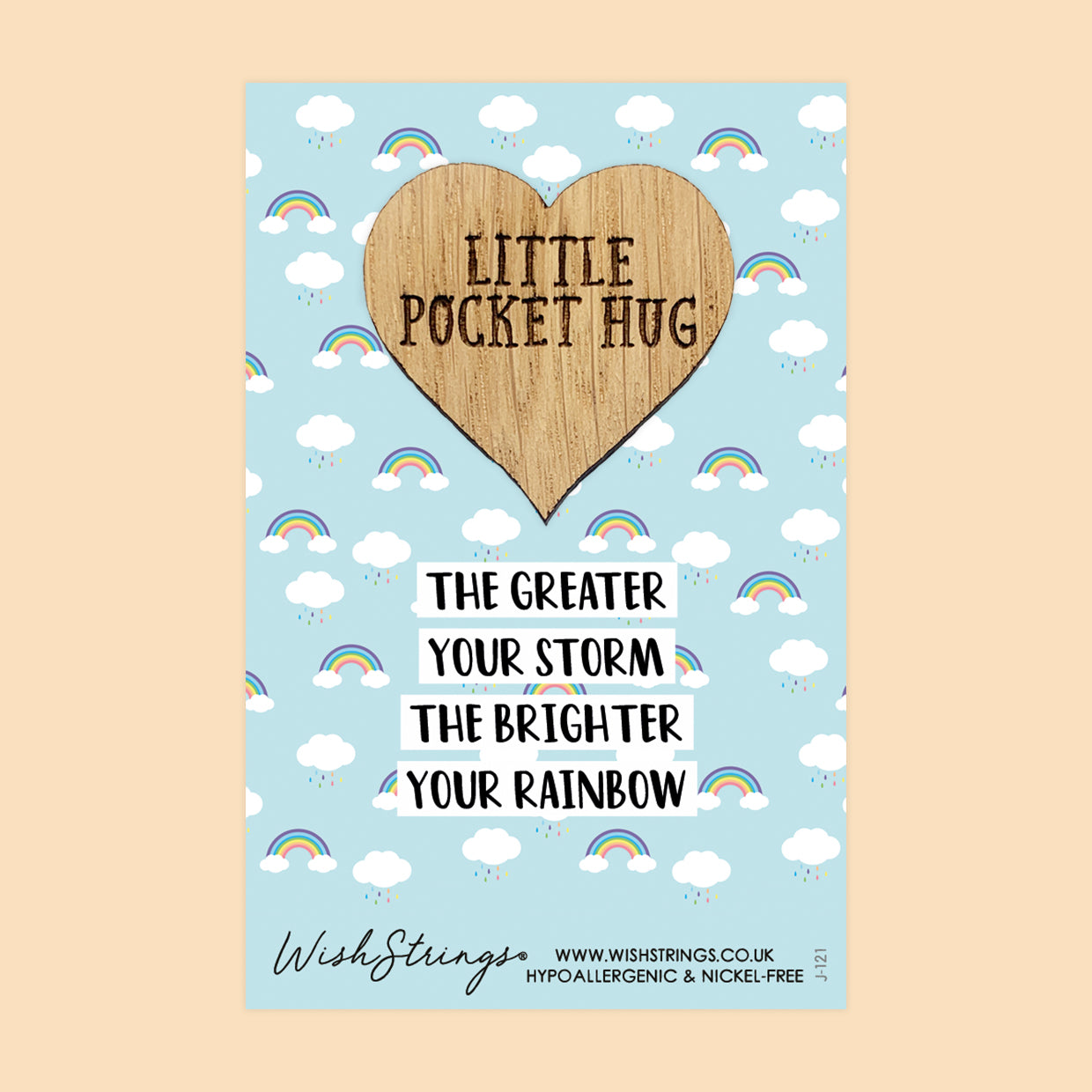 Pocket Hug - The Greater Your Storm, The Brighter Your Rainbow | Encouragement & Positivity Gift | Keepsake Token for Sending Hugs During Tough Times