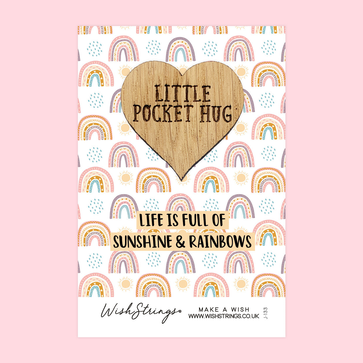Pocket Hug - Life is Full of Sunshine & Rainbows | Uplifting Positivity Gift | Keepsake Token for Sending Hugs & Brightening Someone’s Day