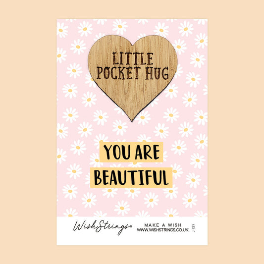 Pocket Hug - You Are Beautiful | Thoughtful Friendship Gift | Keepsake Token for Sending Hugs, Saying I Love You & Celebrating Beauty