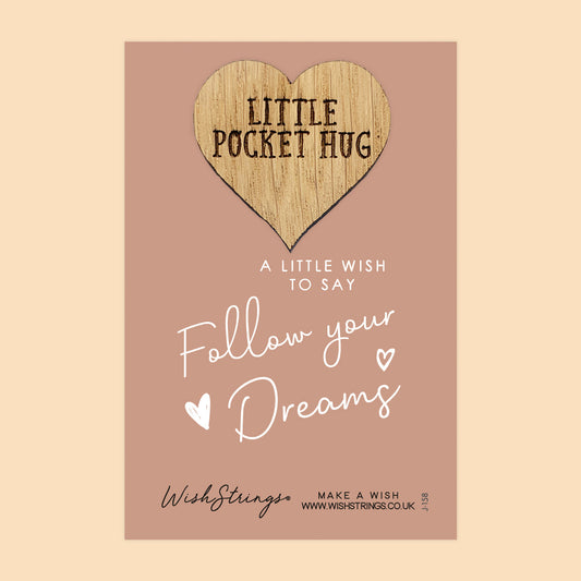 Pocket Hug - Follow Your Dreams | Inspirational Gift for Success & Motivation | Keepsake Token for Sending Hugs, Luck & Chasing Future Dreams