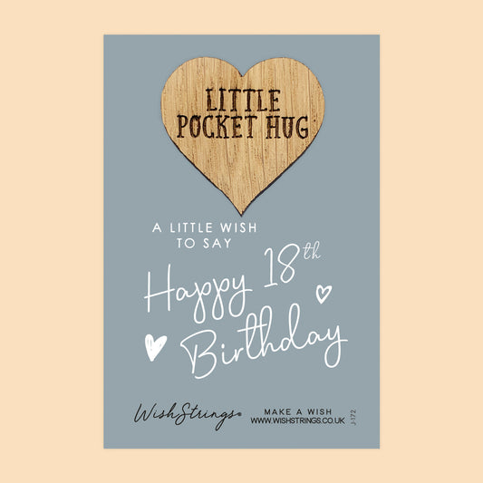 Pocket Hug - Happy 18th Birthday | Milestone Celebration Gift | Keepsake Token for Coming of Age