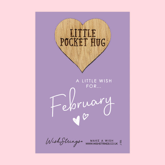 Pocket Hug - February Birth Month | Thoughtful Birthday Gift | Keepsake Token for Sending Hugs & Celebrating a February Birthday