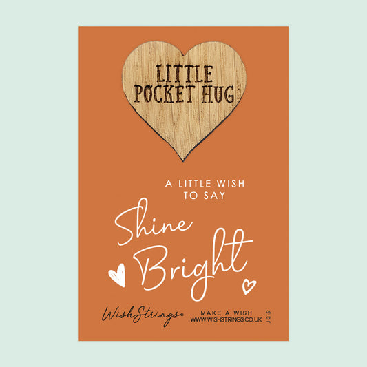 Pocket Hug - Shine Bright | Encouragement & Positivity Gift | Keepsake Token for Sending Hugs, Good Luck in Exams, New Job & New Beginnings
