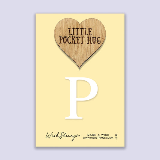 Pocket Hug - Letter ‘P’ | Personalized Initial Gift & Thoughtful Keepsake | Keepsake Token for Sending Hugs & a Special Name Gift