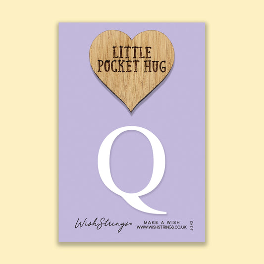 Pocket Hug - Letter ‘Q’ | Personalized Initial Gift & Thoughtful Keepsake | Keepsake Token for Sending Hugs & a Special Name Gift