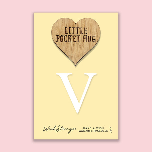 Pocket Hug - Letter ‘V’ | Personalized Initial Gift & Thoughtful Keepsake | Keepsake Token for Sending Hugs & a Special Name Gift