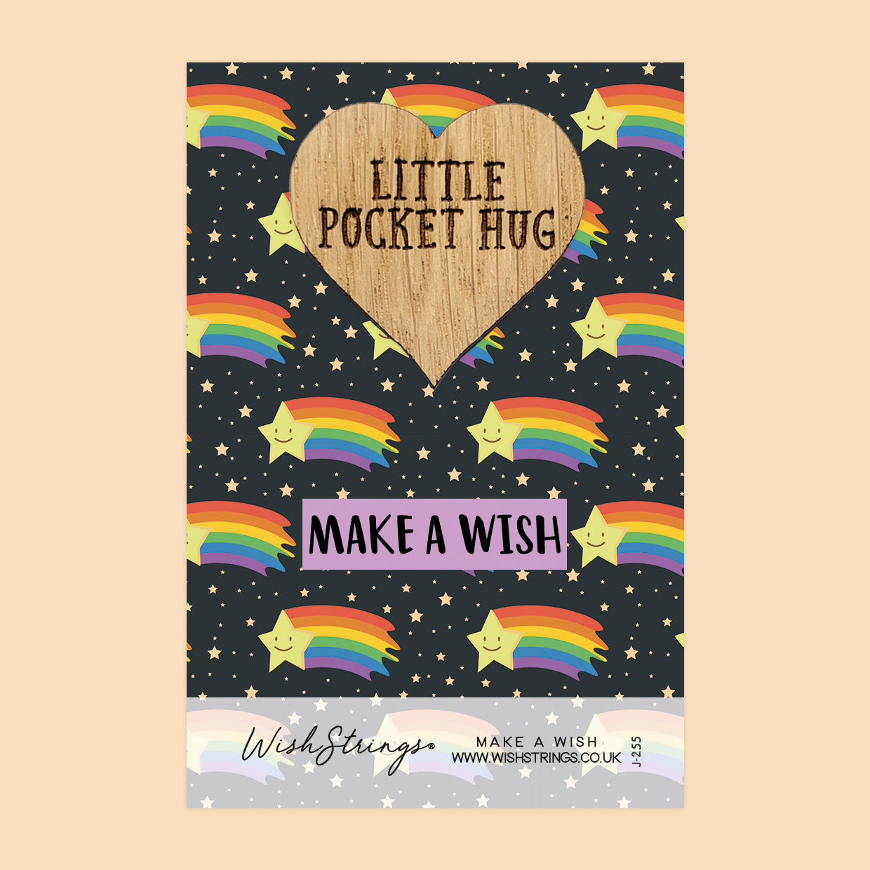 Pocket Hug - Make a Wish, Rainbow Shooting Star Design | Thoughtful Birthday Gift | Keepsake Token for Sending Hugs & Celebrating a Special Day