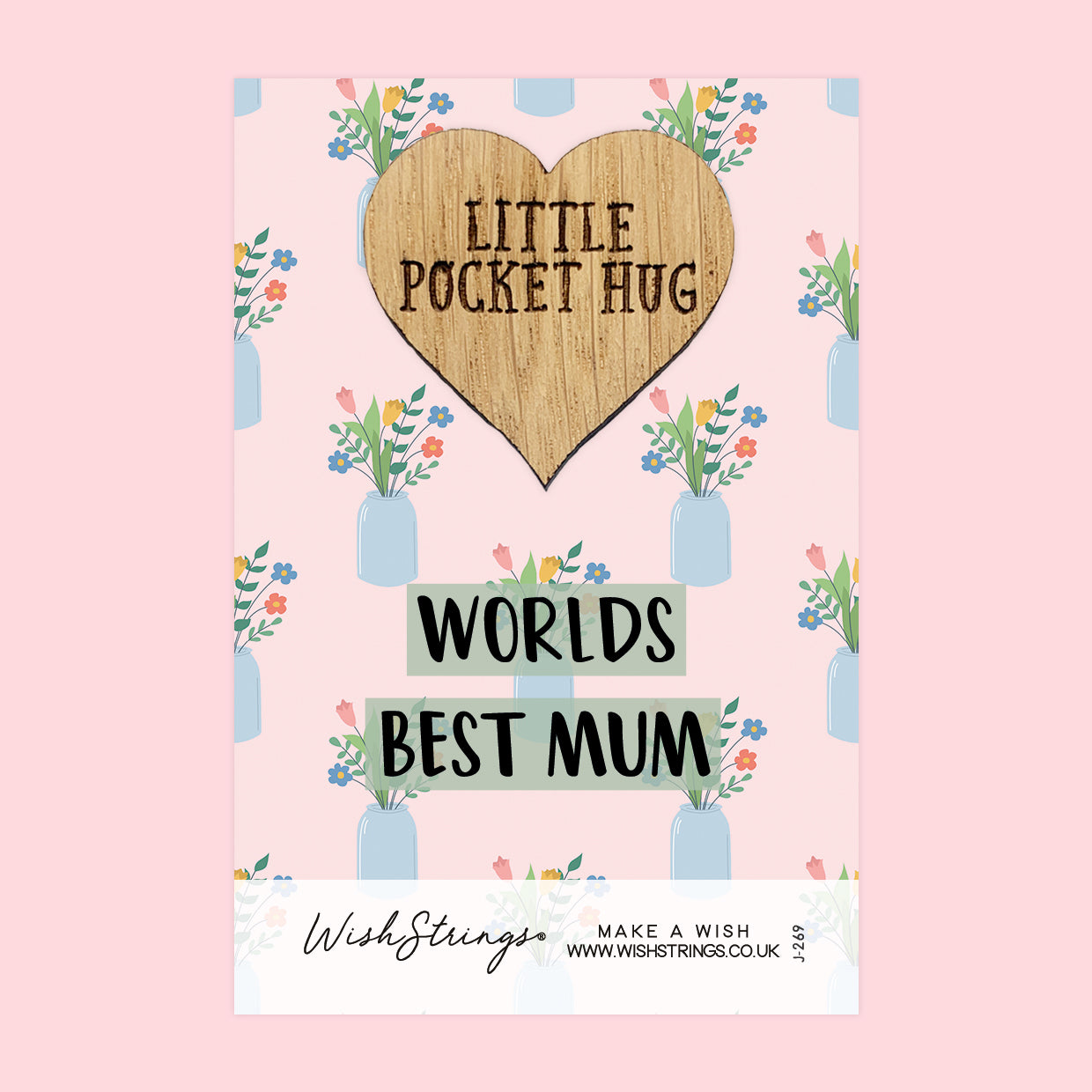 Pocket Hug - World’s Best Mum | Thoughtful Gift from Kids | Keepsake Token for Sending Hugs, Saying I Love You & Thank You to Mum