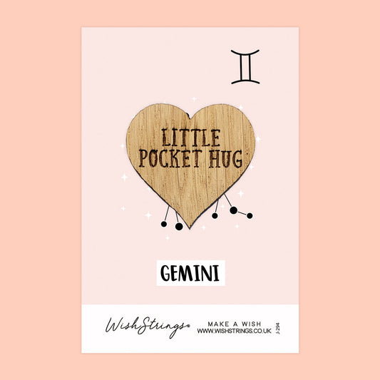 Pocket Hug - Gemini Star Sign | Zodiac & Horoscope Birthday Gift | Keepsake Token for Sending Hugs & Astrology Lovers