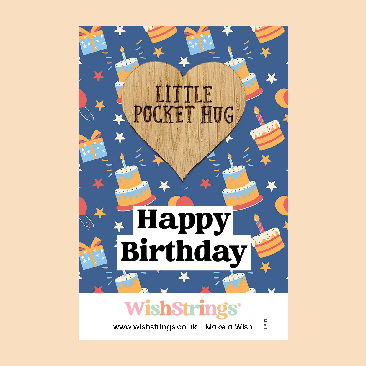Pocket Hug - Happy Birthday, Birthday Cake Design | Thoughtful Gift for Celebration | Keepsake Token for Sending Hugs & Birthday Wishes