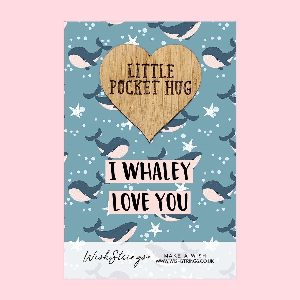 Pocket Hug - I Whaley Love You, Whale Pattern Design | Cute Couples Gift | Keepsake Token for Sending Hugs & Expressing Love