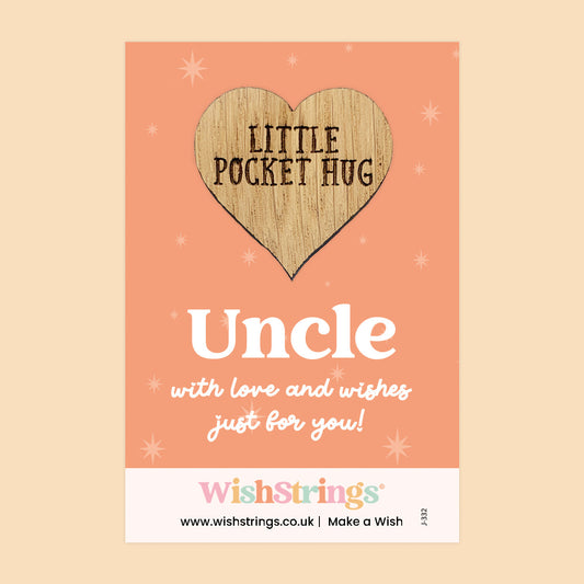 Pocket Hug - Uncle | Thoughtful Gift from Niece/Nephew | Keepsake Token for Sending Hugs & Showing Love to a Special Uncle