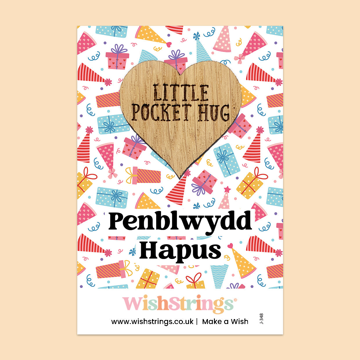 Pocket Hug - Penblwydd Hapus, Welsh Quote Pocket Hug | Thoughtful Welsh Language Gift | Keepsake Token for Sending Birthday Hugs & Cwtch