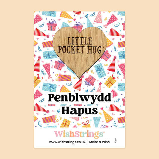 Pocket Hug - Penblwydd Hapus, Welsh Quote Pocket Hug | Thoughtful Welsh Language Gift | Keepsake Token for Sending Birthday Hugs & Cwtch
