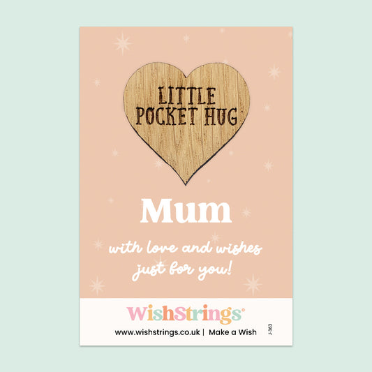 WishStrings “Mum” Pocket Hug | Heartfelt Gift for Mum | Sentimental Hug Token from Son or Daughter | Thinking of You | Letterbox Gift for Mother | Under £5
