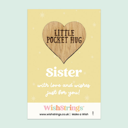 WishStrings “Sister” Pocket Hug | Thoughtful Keepsake Gift for Sister | Hug Token for Thinking of You | Birthday or Just Because | Letterbox Gift for Her